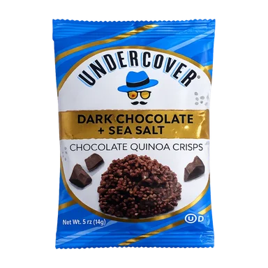 Undercover chocolate quinoa crisps, dark chocolate and sea salt