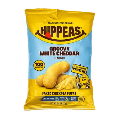 Hippeas baked chickpea puffs, groovy white cheddar