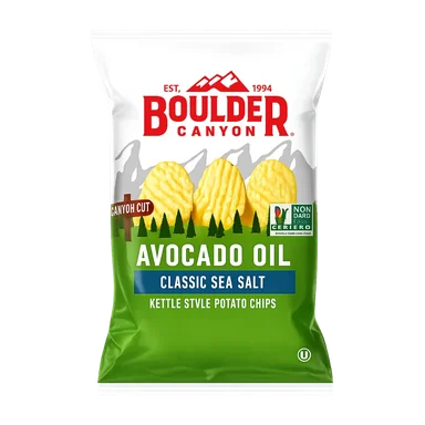 Boulder Canyon kettle style potato chips, classic sea salt